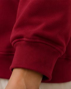 Sweat à capuche oversize rouge foncé pour femme, imprimé graphique géométrique personnalisé, en molleton de coton, pull décontracté streetwear - Product Image 6