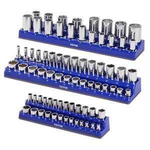 Set di Attrezzi per Riparazione Auto 3 Pezzi, Vassoi Magnetici per Bussole da 1/4, 3/8, 1/2 con Etichette Trasparenti, Organizzatore Magnetico per Bussole - Product Image 1