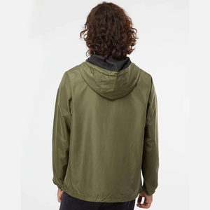 Chaqueta cortavientos con capucha para hombre, color verde oliva, con cremallera corta, informal, transpirable, ligera, de poliéster, para actividades al aire libre. - Product Image 4