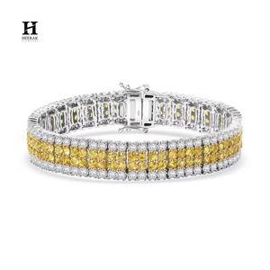 Pulsera de tenis de lujo de 4 filas en amarillo canario, pulsera de eternidad de eslabones anchos con diamantes de laboratorio de dos tonos, joyería fina para mujer - Product Image 1