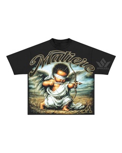 Camiseta de Manga Corta Negra para Hombre Matiere, Cuello Redondo, Corte Regular, Estampado Frontal, Informal, 100% Algodón Tejido, 220g - Product Image 4