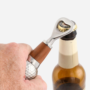 Ouvre-bouteille unique en métal en forme de balle de golf avec élégant col en bois, finition argentée de qualité supérieure, article de bar original et détaillé, cadeau - Product Image 4