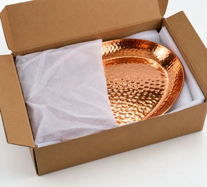 Handcrafted Copper Round Tray Rustic Decorative Tabletop Accent Single-Piece Package for Home Hotel Restaurant Décor - Product Image 5