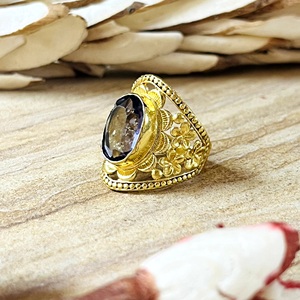 2026 Latest Design Boho Floral Amethyst <b>Ring</b> Tribal Brass <b>Rings</b> Women 18k Gold Plated Filigree <b>Statement</b> Jewelry Wholesale/OEM - Product Image 2