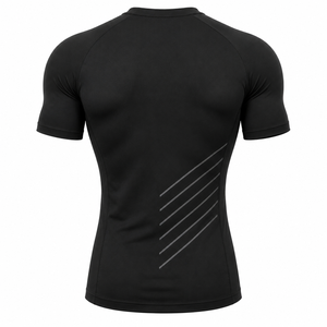 Camiseta Deportiva de Compresión para Hombre, Tejida, Cuello Redondo, Manga Corta, Transpirable, Secado Rápido, Ajuste Delgado, Poliéster y Spandex, para Gimnasio y Fitness 2026 - Product Image 3