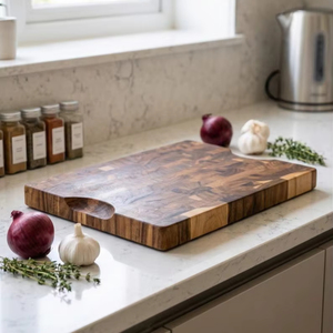 Tabla de Cortar Rectangular Grande, Gruesa, Natural, Sólida, de Alta Calidad, de Madera de Nogal y Acacia, Ecológica, Antideslizante, Apta para Lavavajillas - Product Image 1
