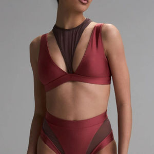 Haut et bas de danse de pole dance pour femme à taille haute et col montant, légers et souples, pour performance scénique estivale, service OEM - Product Image 4