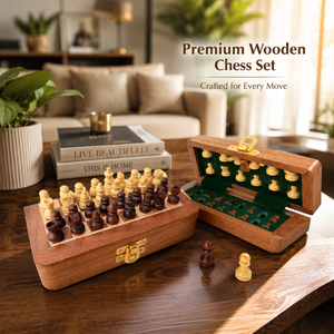Juego de Ajedrez Magnético Portátil de Madera con Tablero Plegable para Guardar |   Juego de Ajedrez de Viaje Hecho a Mano para Niños, Adultos y Familias, Ideal para Regalo - Product Image 4