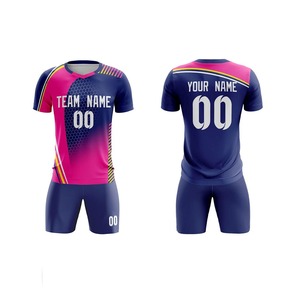 Uniformes de football personnalisés de haute qualité, respirants, à manches courtes, en tissu 100% polyester, imprimés, pas chers - Product Image 1