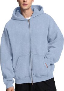 Wholesale <b>Men's</b> Oversized Zip Hoodie Heavyweight Cotton Hooded Sweatshirt Custom Branding Available - Product Image 4