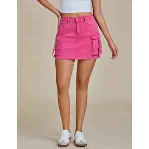 Jupe Courte en Jean Femme 2025 – Tendance, Taille Haute, Extensible, Denim, Poches Cargo Utilitaires, Technique Délavée, Tissée, Style Vintage, Idéale Été - Product Image 5