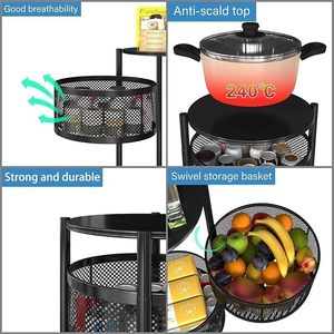 Multipurpose 4 Layer Kitchen Trolley Carbon Steel Kitchen Storage Rack Portable Detachable metal Baskets Weather Resistant - Product Image 2