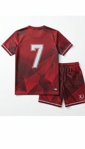 Conjunto de Camiseta y Pantalones Cortos de Voleibol con Diseño Pixel Art Índigo Personalizado al por Mayor, Uniforme de Equipo Antiencogimiento OEM, Ropa Deportiva Sublimada - Product Image 2