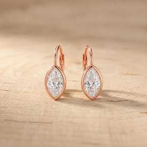 IGI Certified Marquise Shape Lab Grown Diamond Halo <b>Drop</b> Earring 2CT Per Pair 10K 14K 18K Solid Gold Color E VVS Fine Ear Rings - Product Image 3