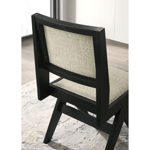 Sedie da Pranzo Contemporanee in 2 Pezzi, Nere con Rivestimento in Tessuto Grigio Chiaro, Senza Braccioli, per Sala da Pranzo - Product Image 2