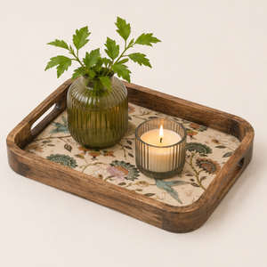 Juego de 2 bandejas de servir de madera de mango con diseño atractivo y estampado vintage de colibrí Meena, ecológicas y decorativas para mesa de café - Product Image 4
