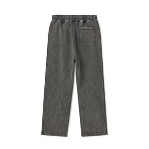 Pantalon de survêtement oversize pour homme, collection Hiver 2025, design personnalisé, gris foncé, délavé à l'acide, double taille, coupe évasée - Product Image 2