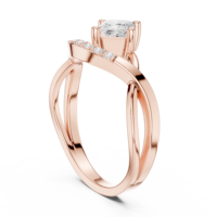 Bague solitaire vintage en moissanite taille princesse - Bague de fiançailles en argent sterling 925 plaqué or rose avec accent incurvé