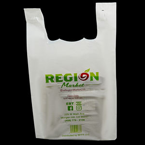 Sac de t-shirt de livraison écologique réutilisable imprimé sur mesure en gros sac à provisions roll-on en vrac recyclé fabricant direct - Product Image 5