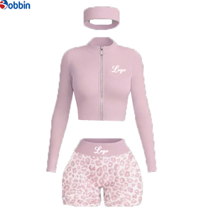 Women's Winter <b>Workout</b> Sets 3-Piece Hip Hop Style Sports <b>Jacket</b> & Gold Zipper Shorts Solid Color Spandex/Cotton Gym Yoga Set - Product Image 5