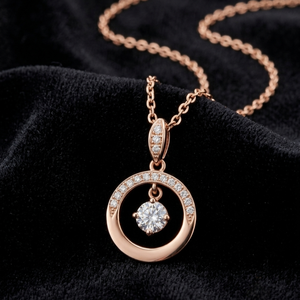 Collier élégant pour femme en or rose 18 carats avec diamant de laboratoire taille brillant rond certifié IGI – Prix de gros directement du fournisseur - Product Image 3