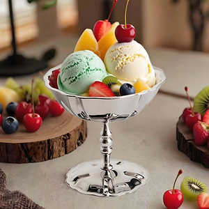 Exclusivo Tazón de Metal para Helado con Cuchara, Plato de Acero Inoxidable para Postre, Decoración de Mesa - Product Image 4