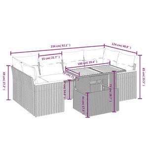 Ensemble de canapés de jardin en rotin PE gris modulaire, élégant et durable, meubles d'extérieur - Product Image 3