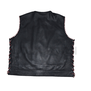 Gilet Moto en Cuir PU de Qualité Supérieure pour Homme, Col Rond, Couleur Unie, Décoration à Rivets, Longueur Standard, Vêtement d'Extérieur Automne 2026 – Vente en Gros - Product Image 6