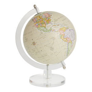 Globe d'inspiration vintage avec impression dorée métallique et socle doré contemporain, objet souvenir de luxe, ornement de bureau élégant - Product Image 2