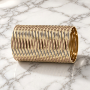 Nouvel ensemble de bracelets ORO-Z tendance en alliage de cuivre plaqué or tricolore, certifié par un designer, texture ondulée, finition mate étincelante, pour femmes - Product Image 2