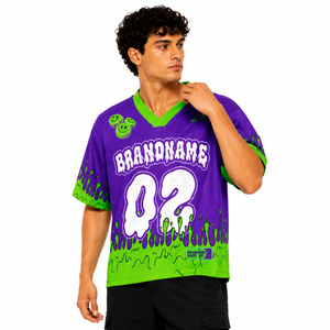 Maillot de football américain tendance personnalisé avec motif Slime, en maille, style streetwear, surdimensionné, pour équipe, sublimation OEM, maillots de sport de football - Product Image 4