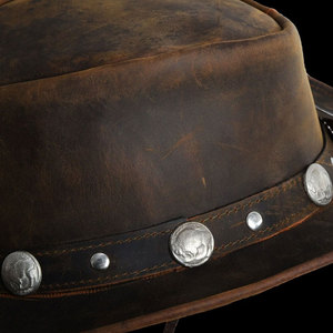 Real Leather Cowboy <b>Hats</b> Western Cattleman Style Light Brown Braided <b>Band</b> Vintage Mens Leather <b>Hats</b> Wholesale - Product Image 6
