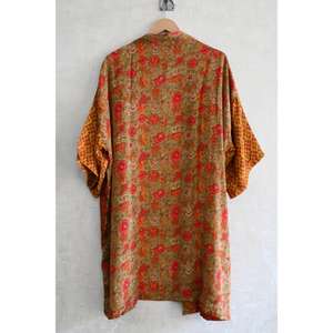 Robe kimono longue en soie patchwork pour femme, tenue de nuit bohème, vêtement de détente léger et doux - Product Image 4