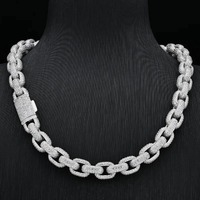 Collier à maillons avec pendentif en diamant Moissanite VVS de qualité supérieure, style rappeur, hip-hop, cadeau de mariage, plaqué or, argent sterling