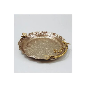 Plato de Metal Dorado de Diseño Moderno con Asa para Servir, Ideal para Hogar y Hotel, al Mejor Precio - Product Image 1
