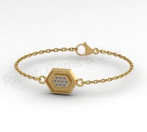 Pendentif en argent 925 plaqué or 18 carats, motif nid d'abeille hexagonal, serti clos, pour cendres en résine, composants de bijoux DIY avec logo personnalisé - Product Image 1