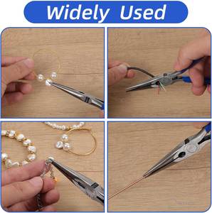 6 Inch Stainless Steel <b>Long</b> <b>Nose</b> Needle <b>Nose</b> Pliers Comfort Grip Serrated Jaw Jewelry Making Wire Wrapping Crafts - Product Image 2