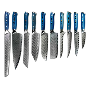 ZA Damascus Makers Stainless Steel 10-Piece Chef <b>Knife</b> <b>Set</b> with Wood Handle Eco-Friendly <b>Sharp</b> Blades - Product Image 1