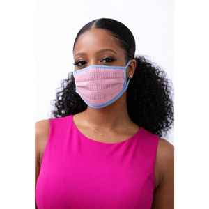 Ensemble bandeau et masque facial en tricot bleu et rose, accessoire d'hiver doux et extensible, logo personnalisé, OEM, vente en gros, approvisionnement en vrac - Product Image 2