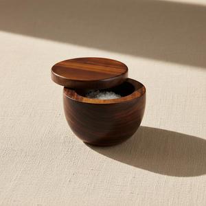 Artisan Wooden Salt Cellar with Magnetic Swivel Lid Handmade Acacia Salt Box <b>Kitchen</b> Seasoning <b>Storage</b> Container - Product Image 3