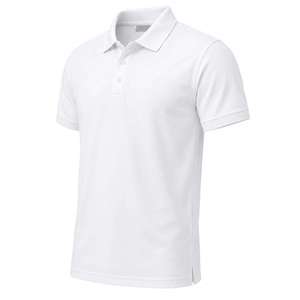 Chemise piqué unie basique pour homme à manches courtes en coton respirant coupe classique décontractée pour le golf avec logo frontal - Product Image 3