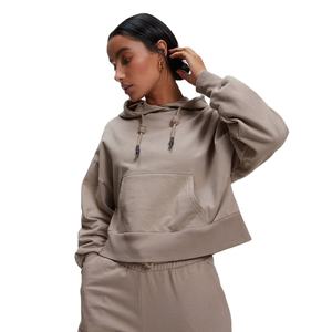 Sudaderas con capucha de gran tamaño para mujer con estampado de logotipo personalizado, capucha con cordón para Fitness, sudaderas con parte inferior de costilla de lana de algodón 100% - Product Image 1