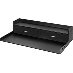 Piano d'appoggio in legno per lavatrice/asciugatrice con 2 cassetti, 54x27 pollici, con ripiano a 2 livelli, piedini antiscivolo, resistente all'acqua, in materiale effetto paglia - Product Image 1