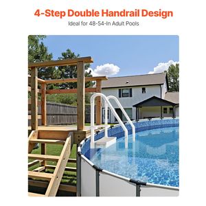 Escalera para Piscina de 4 Peldaños, Antideslizante, Resistente, con Barandillas Dobles, Capacidad de Carga Máxima de 400 Libras, para Piscinas de 48-54 Pulgadas - Product Image 2