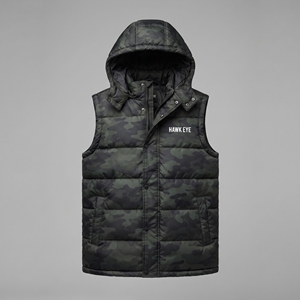 Chaleco Acolchado de Camuflaje con Capucha para Hombre, Personalizado, para Invierno, Chaqueta sin Mangas, Abrigo Casual para Exteriores - Product Image 3