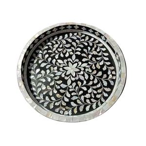 Bandeja para servir de nácar de primera calidad hecha a mano, bandeja para el hogar con incrustaciones ecológicas - Product Image 3