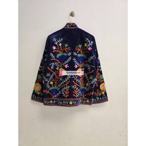 เสื้อแจ็คเก็ตปักลายอุซเบก ซูซานี ผ้ากำมะหยี่ ทำมือ เสื้อแจ็คเก็ตสั้น ซับในผ้าฝ้าย สไตล์โบโฮชิค เสื้อคลุม - Product Image 6