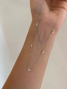 Collier délicat en or avec diamant de laboratoire pour femme, chaîne flottante minimaliste, plaqué or, bijou délicat, cadeau - Product Image 2