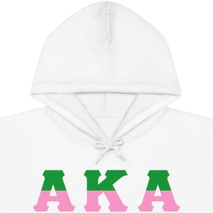 Sudadera con Capucha de Dos Tonos con Letras AKA, Sudadera de Forro Polar Premium, Ropa Personalizada para Hermandades Griegas, para Mujer, en Blanco, Verde y Rosa - Product Image 6