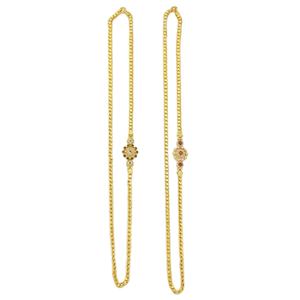 Wholesale Brass Micro <b>Gold</b> <b>14K</b> 18K 24K CZ Stone Women's Fashion <b>Chain</b> Necklaces 24K <b>Gold</b> Plated Daily Wear Jewelry - Product Image 3